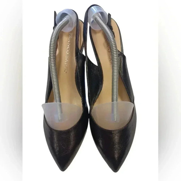 Franco  Sarto Black Leather Slingback Wedge Shoes Size 7.5M - Picture 3 of 8